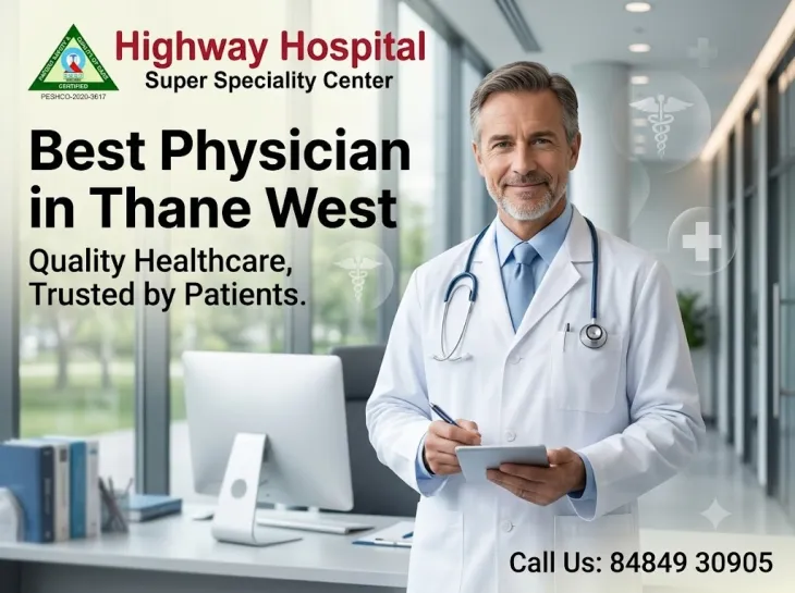 Experienced physician standing in a modern clinic at Highway Hospital Super Speciality Center in Thane West