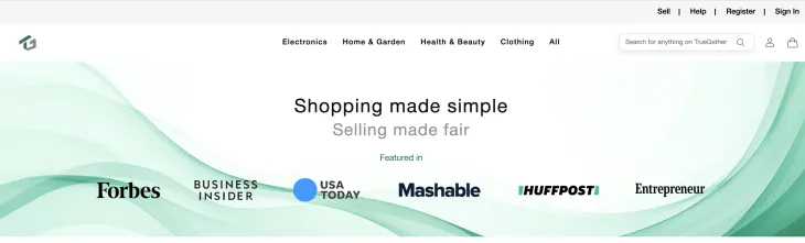 TrueGether zero-fee eBay alternative marketplace homepage screenshot