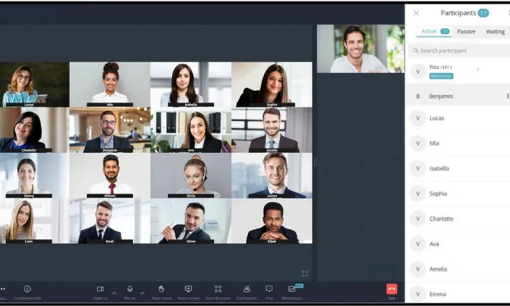 A Screen Showing People Video Conferencing