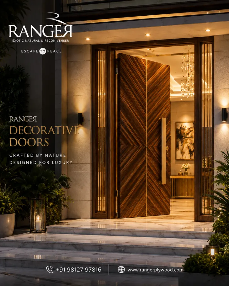 Ranger Plywood offers premium decorative doors crafted for modern homes, offices, hotels, and commercial spaces. Our doors feature elegant designs, superior strength, smooth finishes, and long-lasting durability. With a wide range of stylish wooden doors, we deliver high-quality solutions that combine aesthetics with performance. Explore our premium decorative door collection for beautiful and durable interiors.