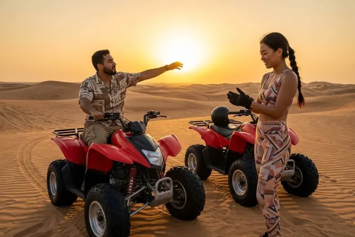 Ride The Quad Bike Dubai Desert with partner