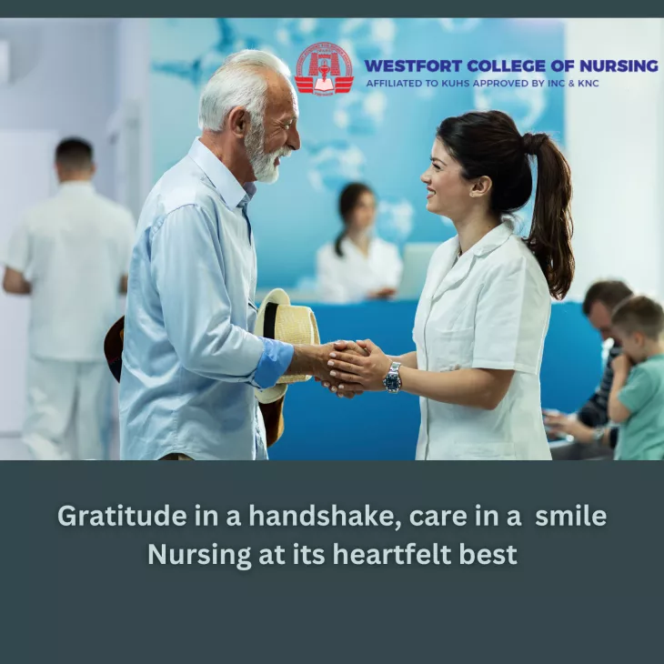 Nurse shaking hand with an elderly person