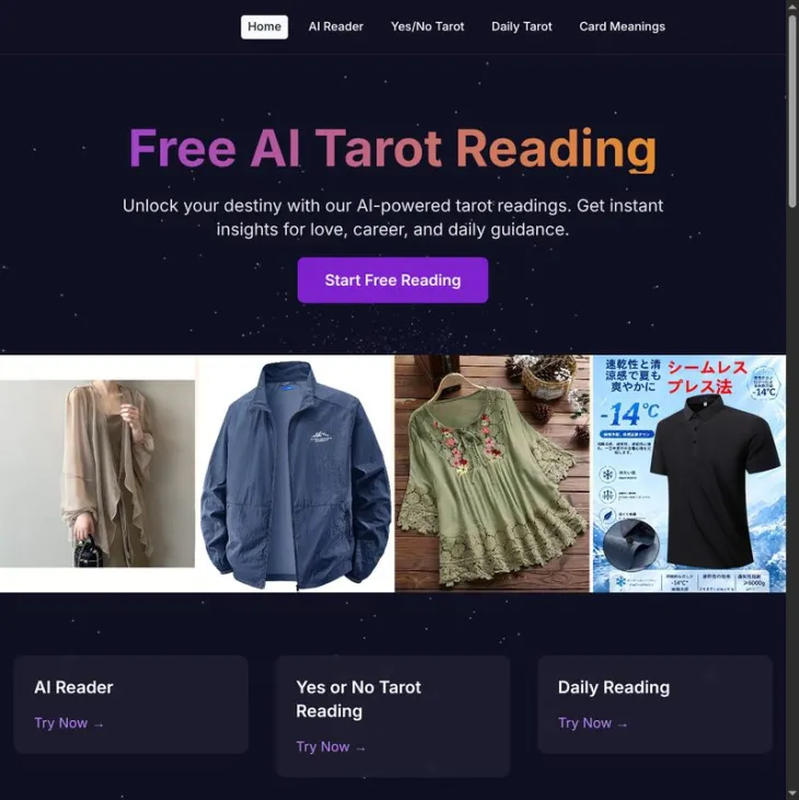 PiTarot AI powered tarot reading platform screenshot