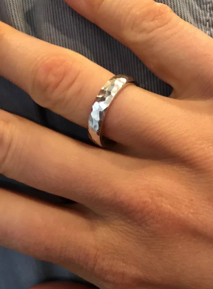 Rose Gold Hammered Wedding Band