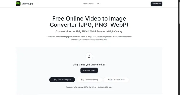 Video2Jpg converts video frames to JPG images in the browser