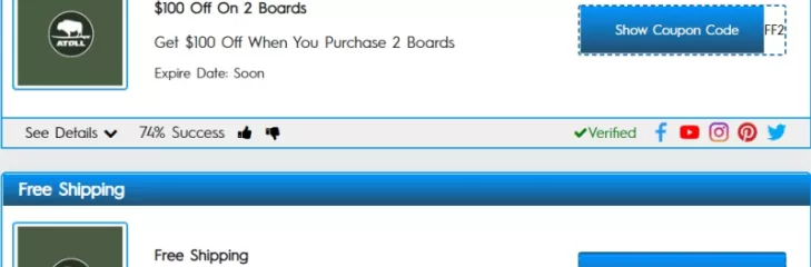 Atoll Board discount codes
