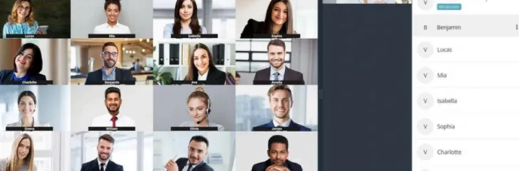 A Screen Showing People Video Conferencing