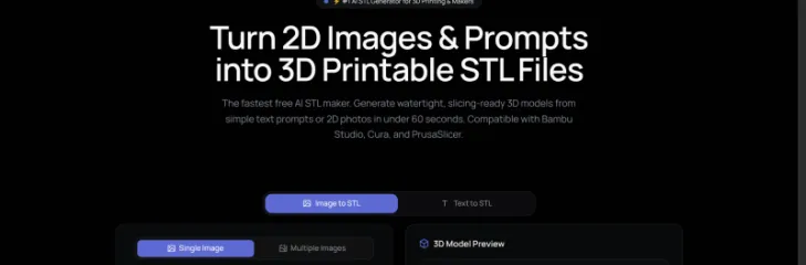 AI STL Generator turns text and images into 3D printable STL models