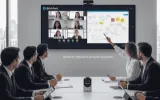 An interactive flat panel, connected with PTZ camera