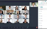 A Screen Showing People Video Conferencing