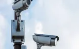 CCTV surveillance camera installed for security monitoring on building exterior